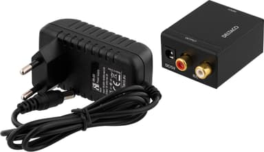 DELTACO digitaali-analogiamuunnin, 2xRCA, S/PDIF, musta
