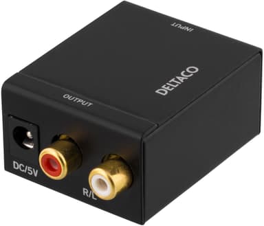 DELTACO digitaali-analogiamuunnin, 2xRCA, S/PDIF, musta