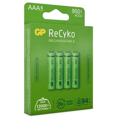 ReCyko Ladattavat AAA-akut 950mAh 4-kpl