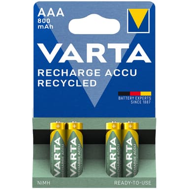 Varta Kierrätä ladattava akku AAA 800 mAh 4-p