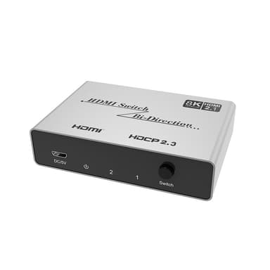 HDMI-kytkin 2 sisään/1 ulos 8K 60Hz HDMI 2.1 Hopea