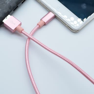 Nylon USB Type C -kaapeli Pikalataus Ruusukulta 1 m