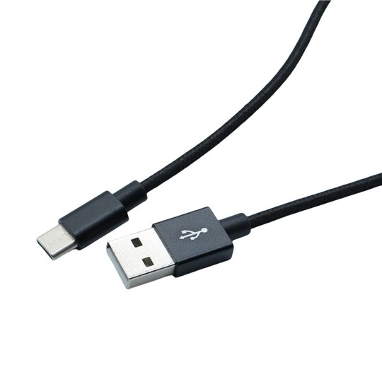 Nylon USB Type C -kaapeli Pikalataus Musta 1 m