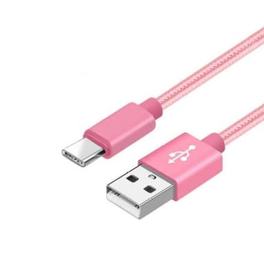 Nylon USB Type C -kaapeli Pikalataus Ruusukulta 1 m