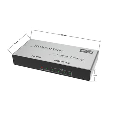 HDMI Splitter 1 in 4 Out 4K   60Hz Musta