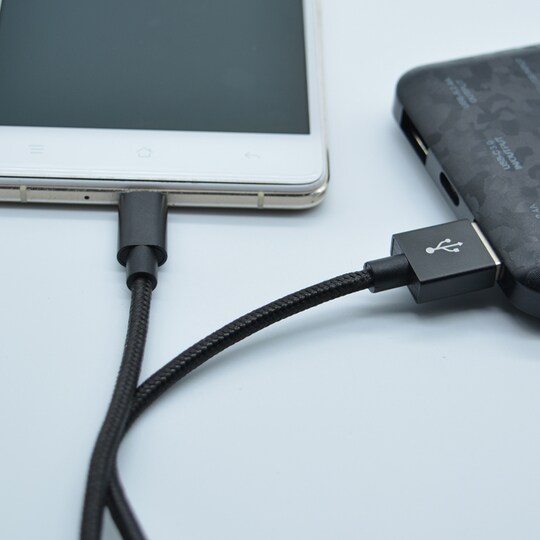 Nylon USB Type C -kaapeli Pikalataus Musta 1 m