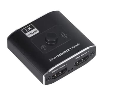 2 in 1 HDMI-kytkin 8K 2.1 48Gbps 1080P 240Hz ABS Musta 3-osainen