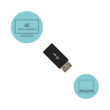 i-tec DP2HDMI4K60HZ, DisplayPort, HDMI, Svart