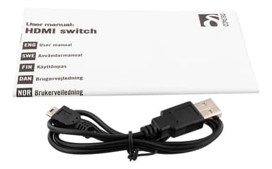 DELTACO HDMI-kytkin, 3 sisääntuloa ja 1 ulostulo, 4K 60Hz, 7.1, musta