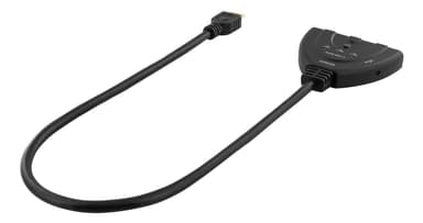 DELTACO HDMI-kytkin, 3 sisääntuloa ja 1 ulostulo, 4K 60Hz, 7.1, musta
