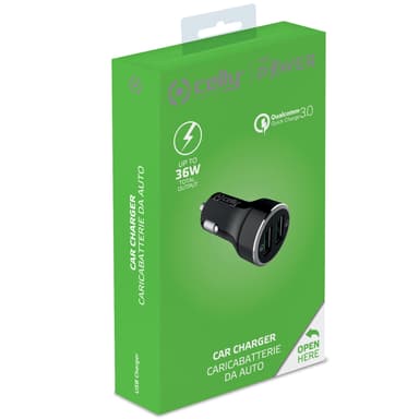 Celly Autolaturi 2xUSB QC3 Max 36W