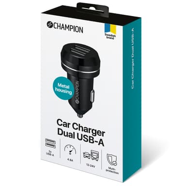 Champion Autolaturi 24W 2-portti musta