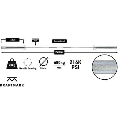 Kraftmark Kansainvälinen barbell 50 mm painonnosto 20 kg