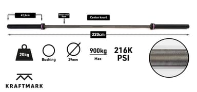 Kraftmark Kansainvälinen barbell 50 mm painonnosto musta raaka 20 kg
