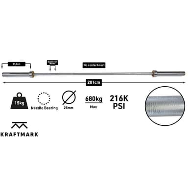 Kraftmark Kansainvälinen barbell 50 mm CF Basic 15 kg