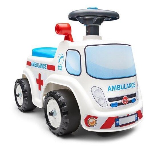 Falk Ambulanssi ride-on säilytystilalla, ratti ja äänitorvi