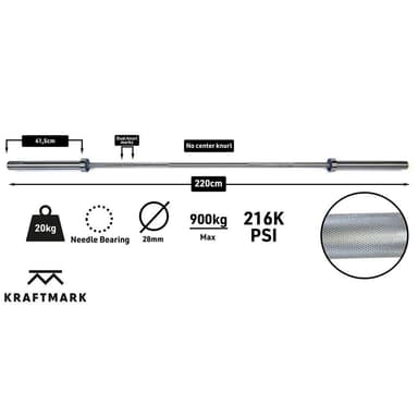 Kraftmark Kansainvälinen barbell 50 mm CF Basic 20 kg