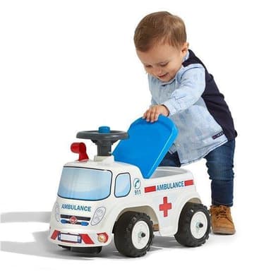 Falk Ambulanssi ride-on säilytystilalla, ratti ja äänitorvi