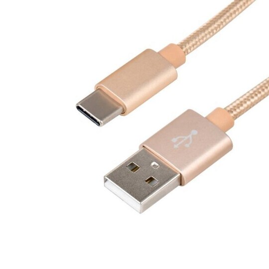 Nylon USB Type C -kaapeli Pikalataus Kulta 1 m