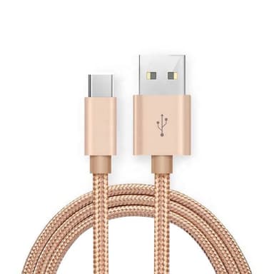 Nylon USB Type C -kaapeli Pikalataus Kulta 1 m