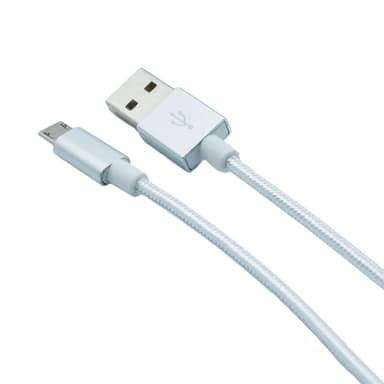 Nylon Micro USB -kaapeli Pikalataus Hopea 2 m