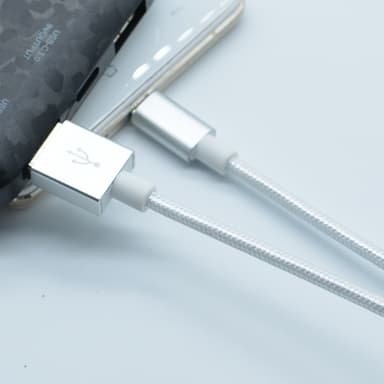 Nylon Micro USB -kaapeli Pikalataus Hopea 2 m