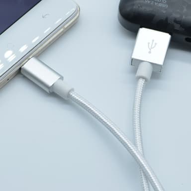 Nylon Micro USB -kaapeli Pikalataus Hopea 2 m