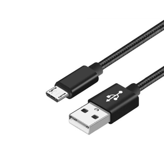Nylon Micro USB -kaapeli Pikalataus Musta 3 m