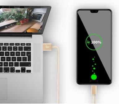 Nylon USB Type C -kaapeli Pikalataus Kulta 3 m
