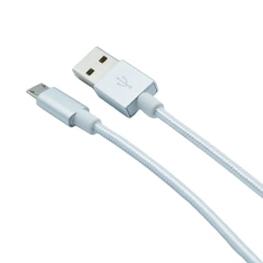Nylon Micro USB -kaapeli Pikalataus Hopea 1 m