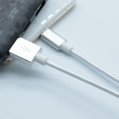 Nylon Micro USB -kaapeli Pikalataus Hopea 3 m