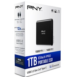 PNY EliteX-PRO USB 3.2 Gen 2x2 Type-C 1TB kannettava SSD-muisti
