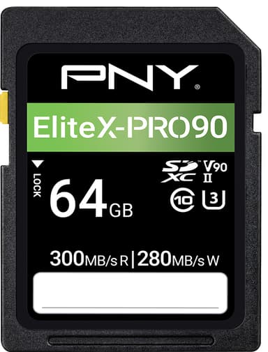 PNY 64 GB EliteX-PRO 90 Class 10 U3 V90 UHS-II SD Flash Memory Card