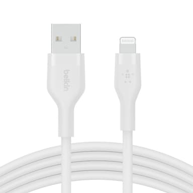 Belkin Cbl Scicone USB-A LTG 2M blc, 2 m, USB A, USB C/Lightning, Valkoinen