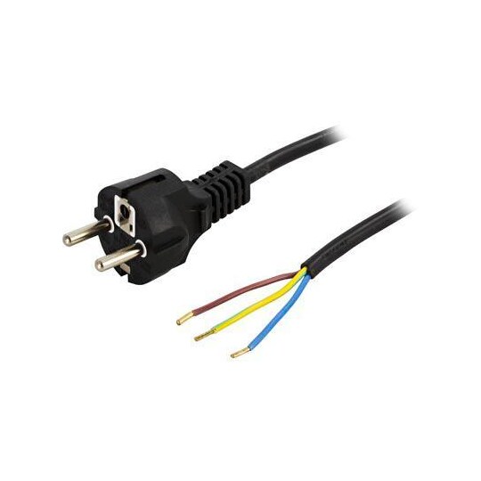 Earthed device cable, straight CEE 7/7 max 250V / 10A, 2m