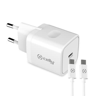 Celly USB-laturi USB-C PD 20W + USB-C-kaapeli