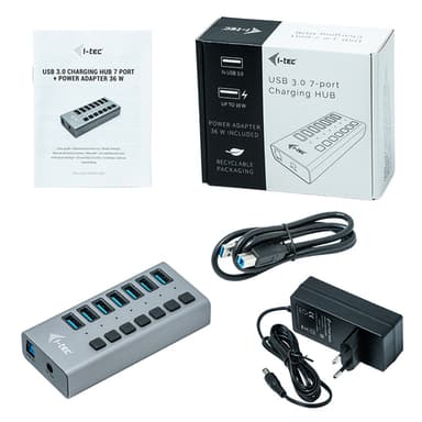 i-tec U3CHARGEHUB7, Sisätila, AC, Harmaa