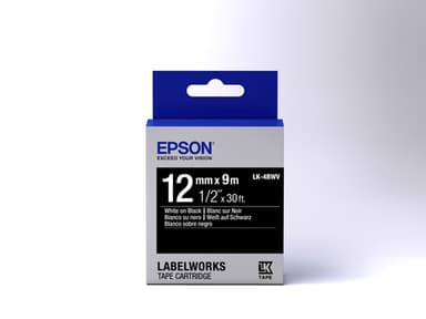 Epson tarrakasetti kirkas - LK-4BWV kirkas valk./musta 12/9, Valkoinen mustalla,