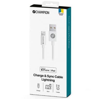 Champion USB-A-Lightning-kaapeli 1 m valkoinen
