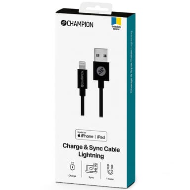 Champion USB-A-Lightning-kaapeli 1 m musta