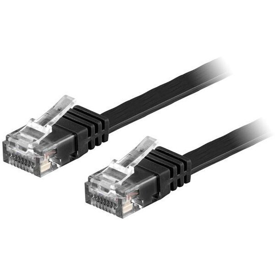 U/UTP Cat6 patch cable, flat, 1.5m, 250MHz, black