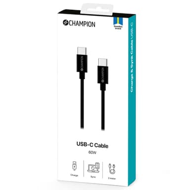 Champion USB-C-kaapeli 60W 2m musta