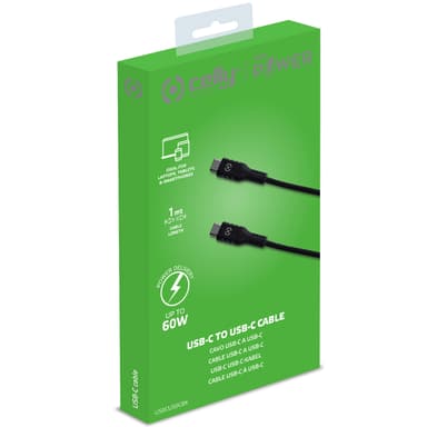 Celly USB-PD USB-C - USB-C-kaapeli 60W 1m