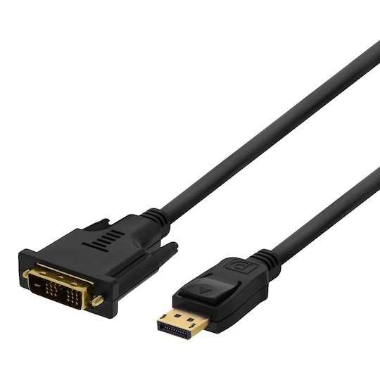 DELTACO DisplayPort - DVI-näyttökaapeli, 20-pin uros - uros, 3m, musta