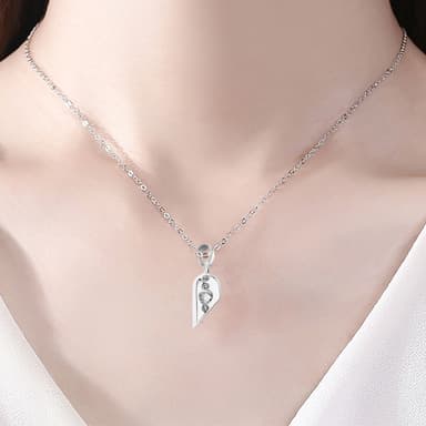 Magneettisesti yhteensopiva kaulakoru pariskunnille parhaiden ystävien 2-pakkaus Hopea