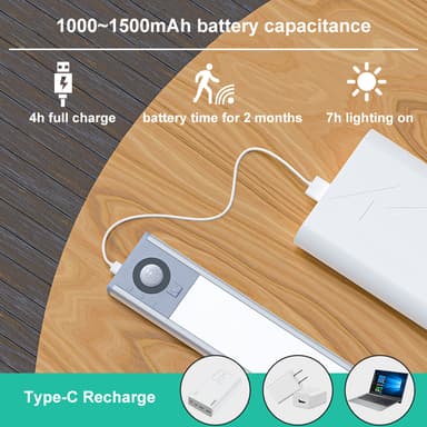 LED-liiketunnistin yövalo 3 värilämpötila Hopea 30 cm