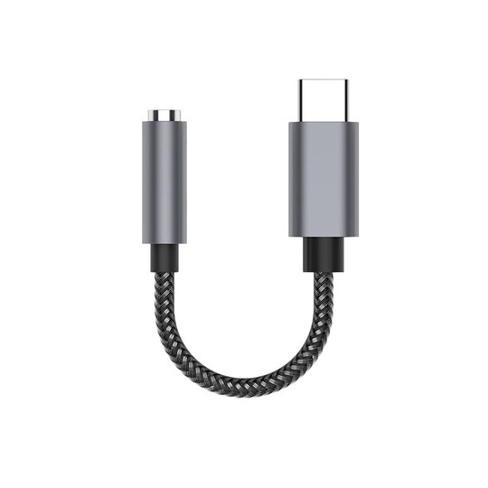 USB C - 3,5 mm kuulokeliitäntäsovitin Harmaa 12.5 cm