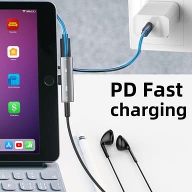 USB C - 3,5 mm kuuloke- ja laturisovitin Musta