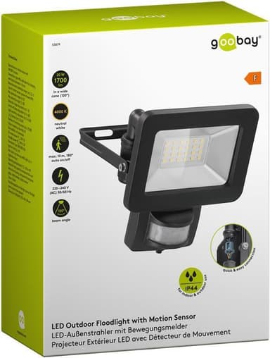 Goobay LED-kohdevalo ulkokäyttöön, 20 W, liiketunnistimella
