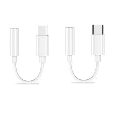 USB C - 3,5 mm kuulokeliitäntäsovitin 2 kpl Valkoinen
